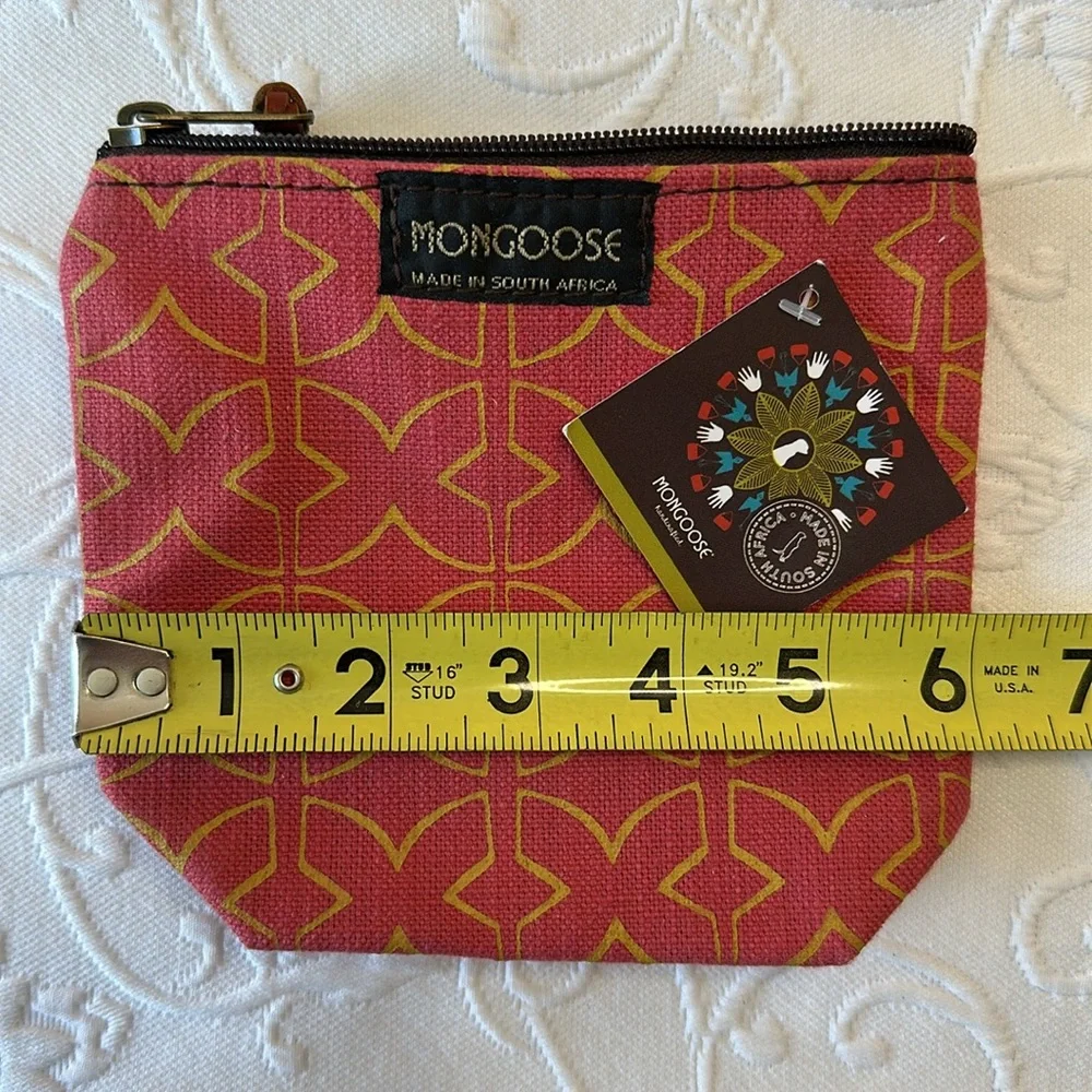 Mongoose Cotton Makeup Pouch‎ Case Made in South Africa Salmon w/ Yellow Design